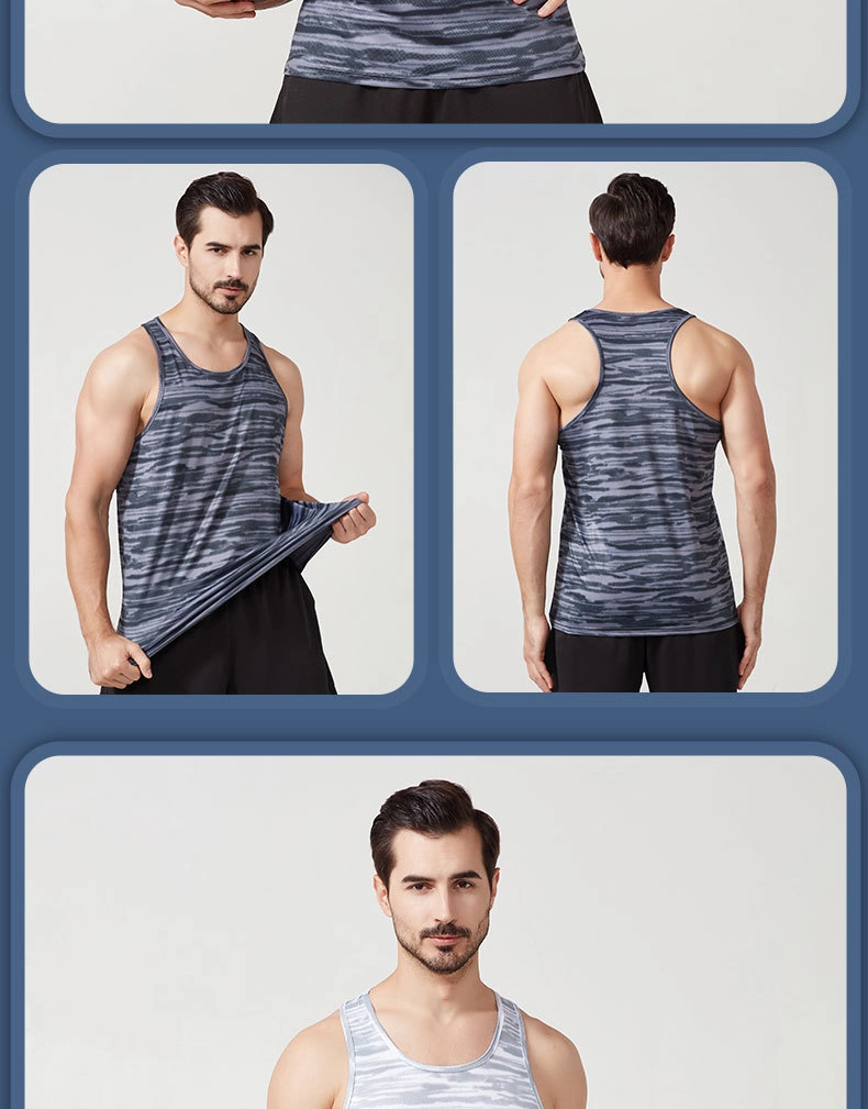 2023 Summer New Men′ S Vest Sleeveless Loose Quick-Drying Breathable Running Training Fitness Sports Vest Tank Tops Mens Clothing